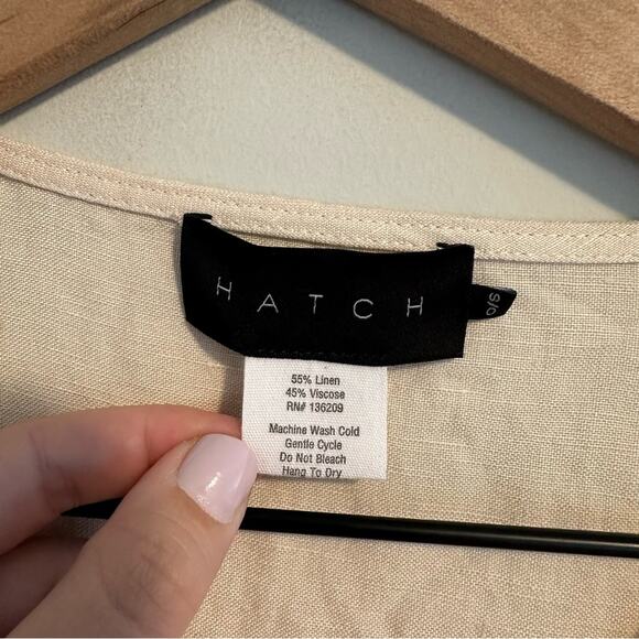 HATCH Cream Linen Blend Mini Dress One Size - Picture 13 of 14